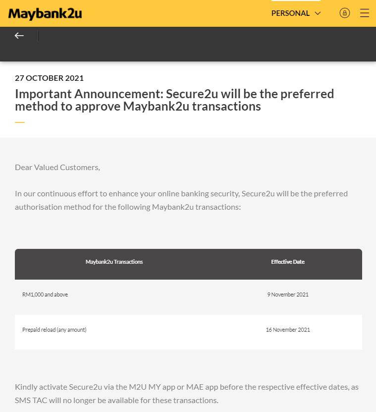 Maybank secure2u